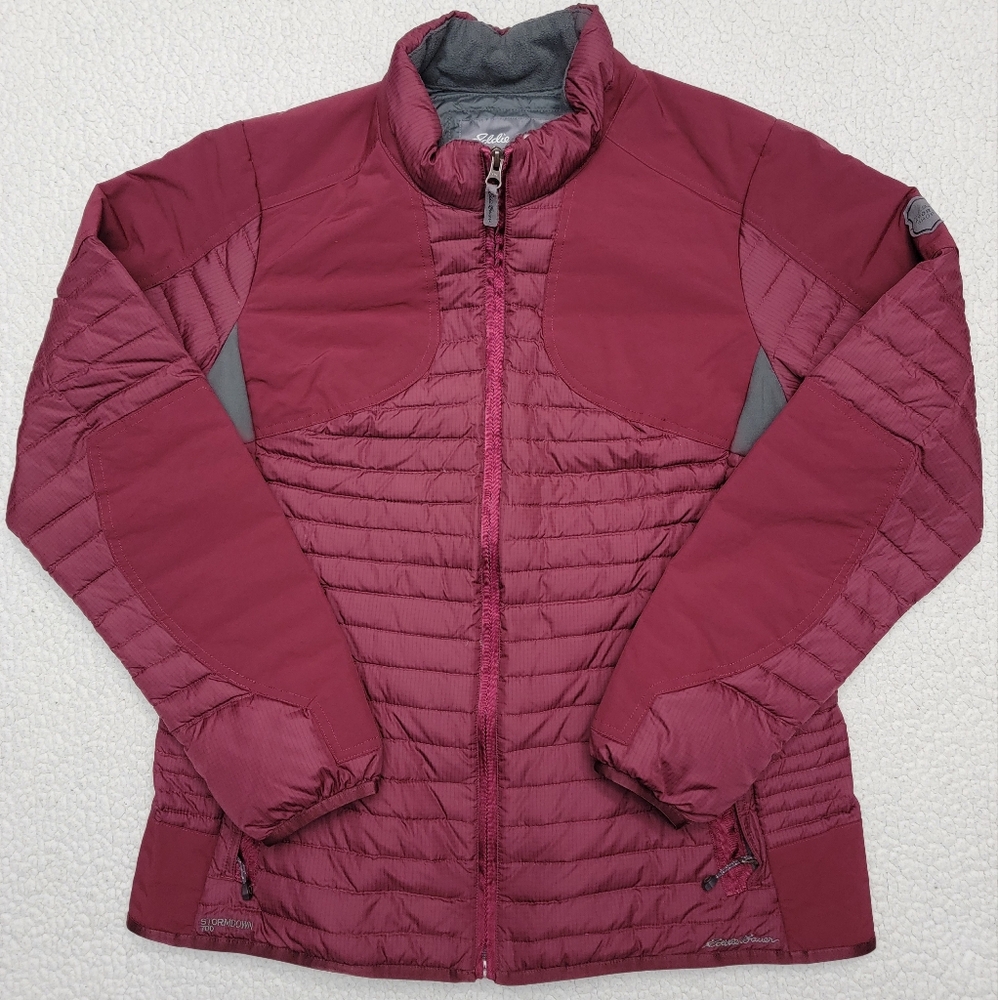 Eddie Bauer Jacket Womens XL Sport Shop Down Puffer Stormdown 700 Burgundy Nano